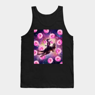 Cowboy Space Cat On Dinosaur Unicorn - Donut Tank Top